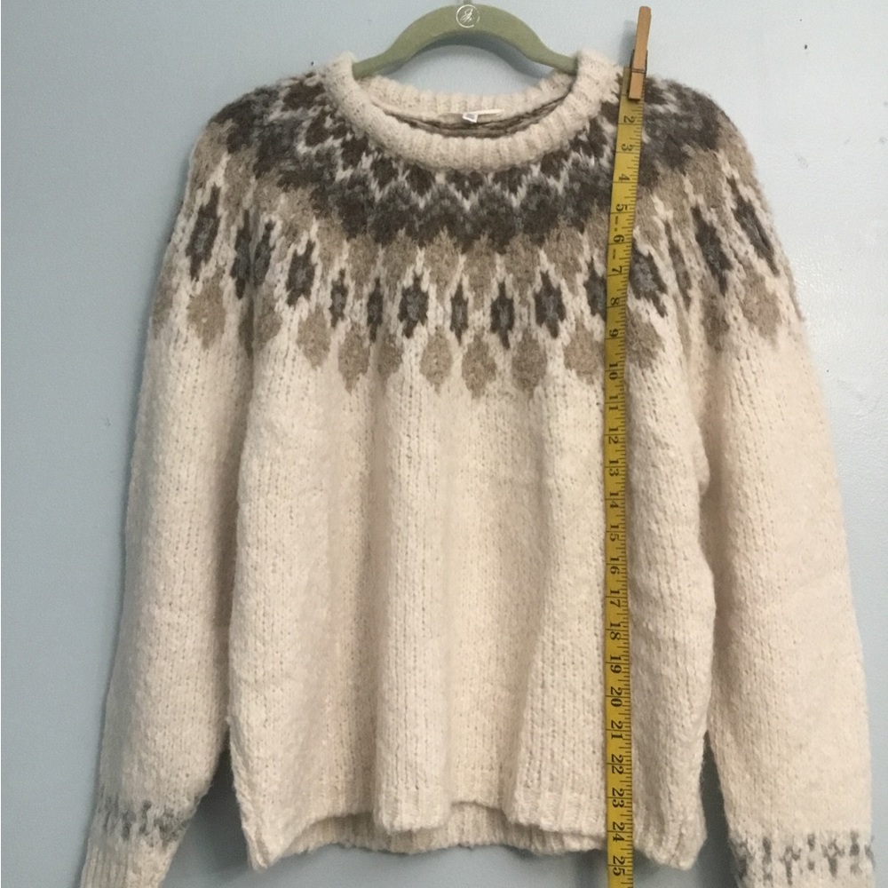 Splendid Cream and Brown Patterned Sweater